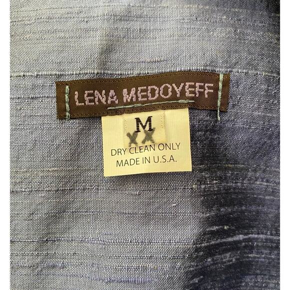 Lena Medoyeff Women's M Blue Embroidered Floral Sleeveless Silk Midi Dress - Picture 6 of 7